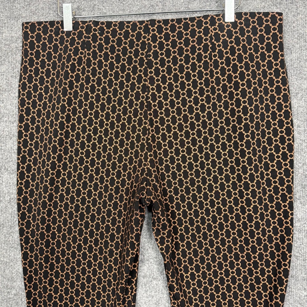 Chicos Pants 3 Women 16 Black Gold Geometric Chain Print Cropped Pull On Stretch - Picture 5 of 15